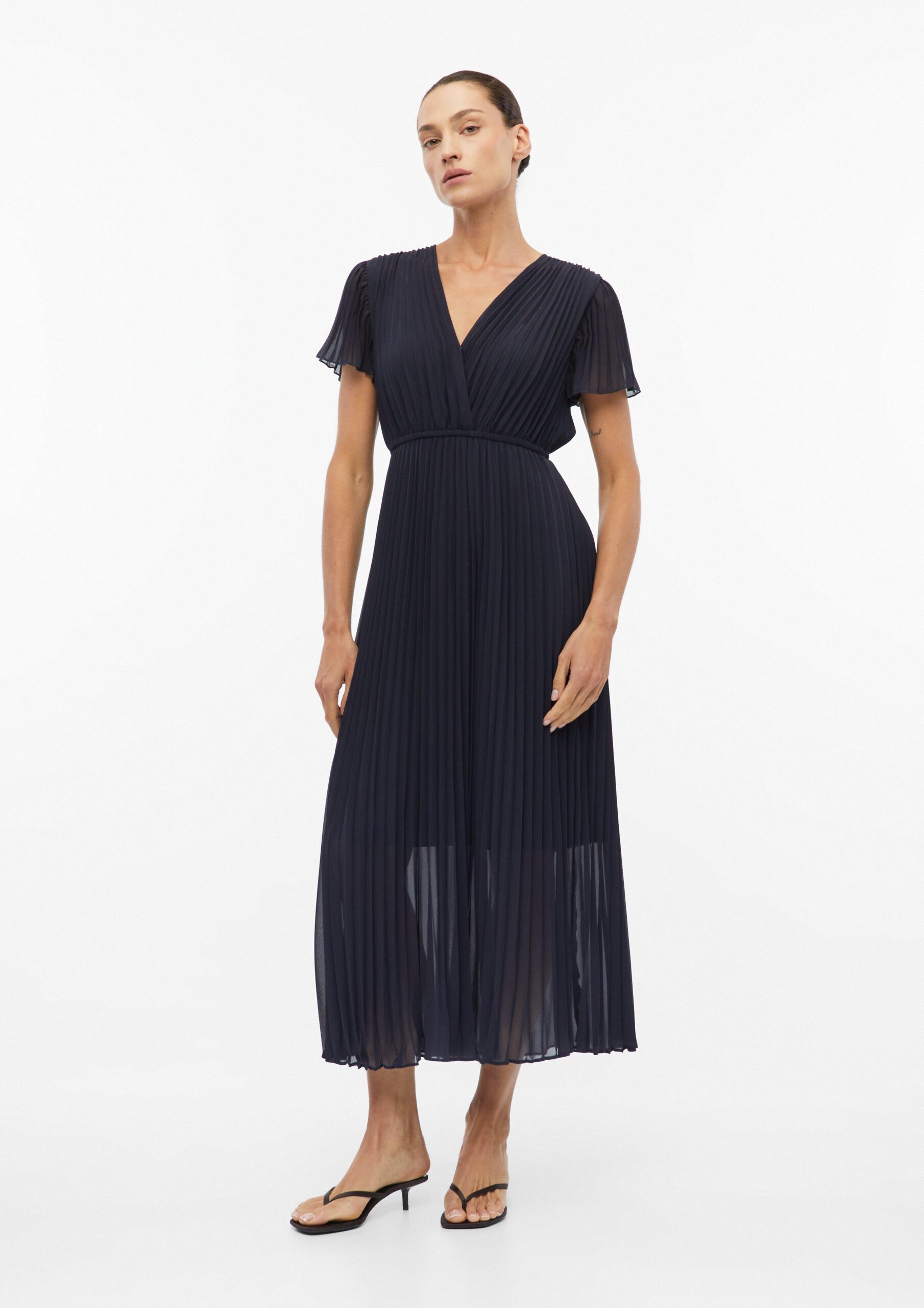 Plooi jurk in midi lengte