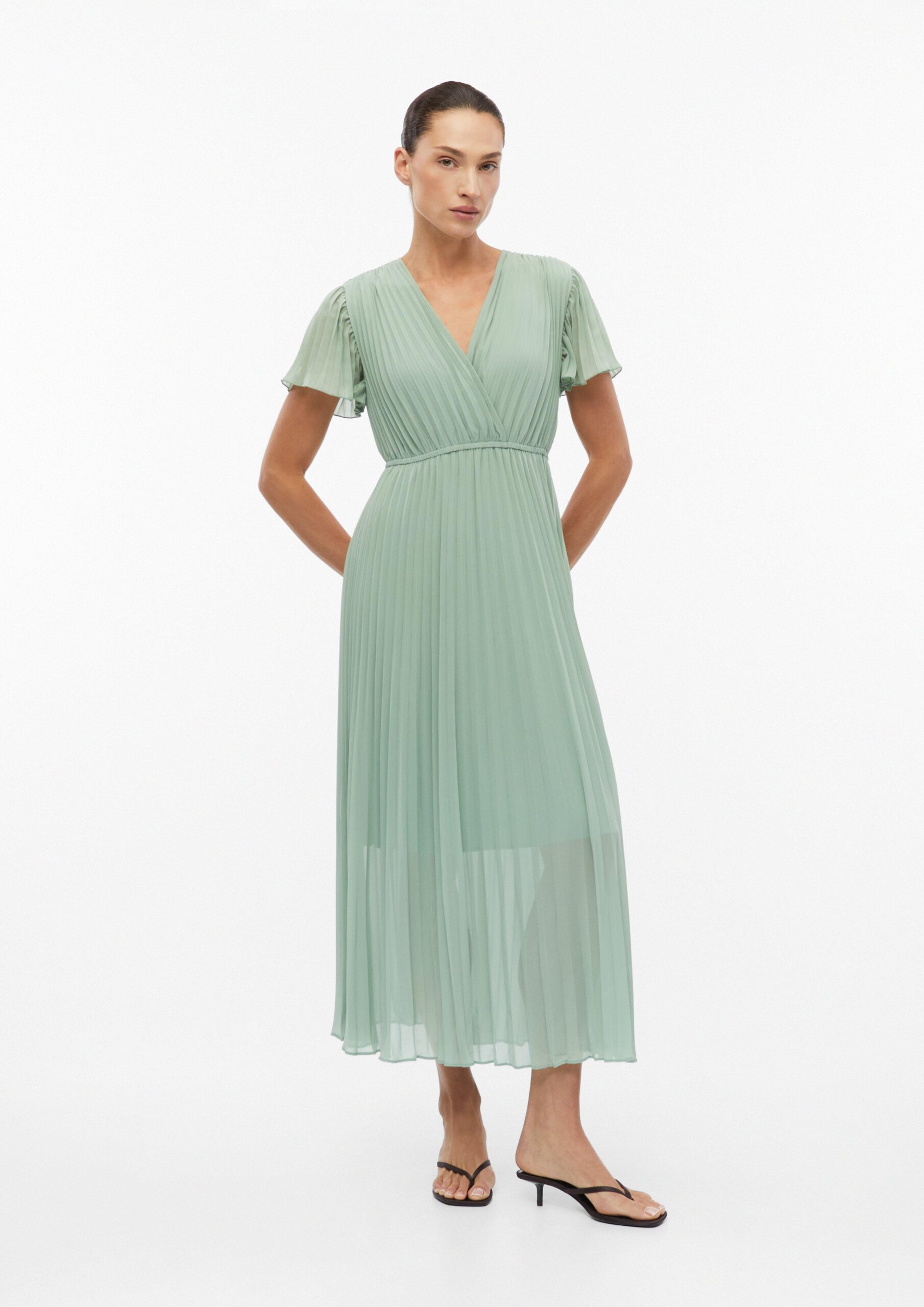 Plooi jurk in midi lengte