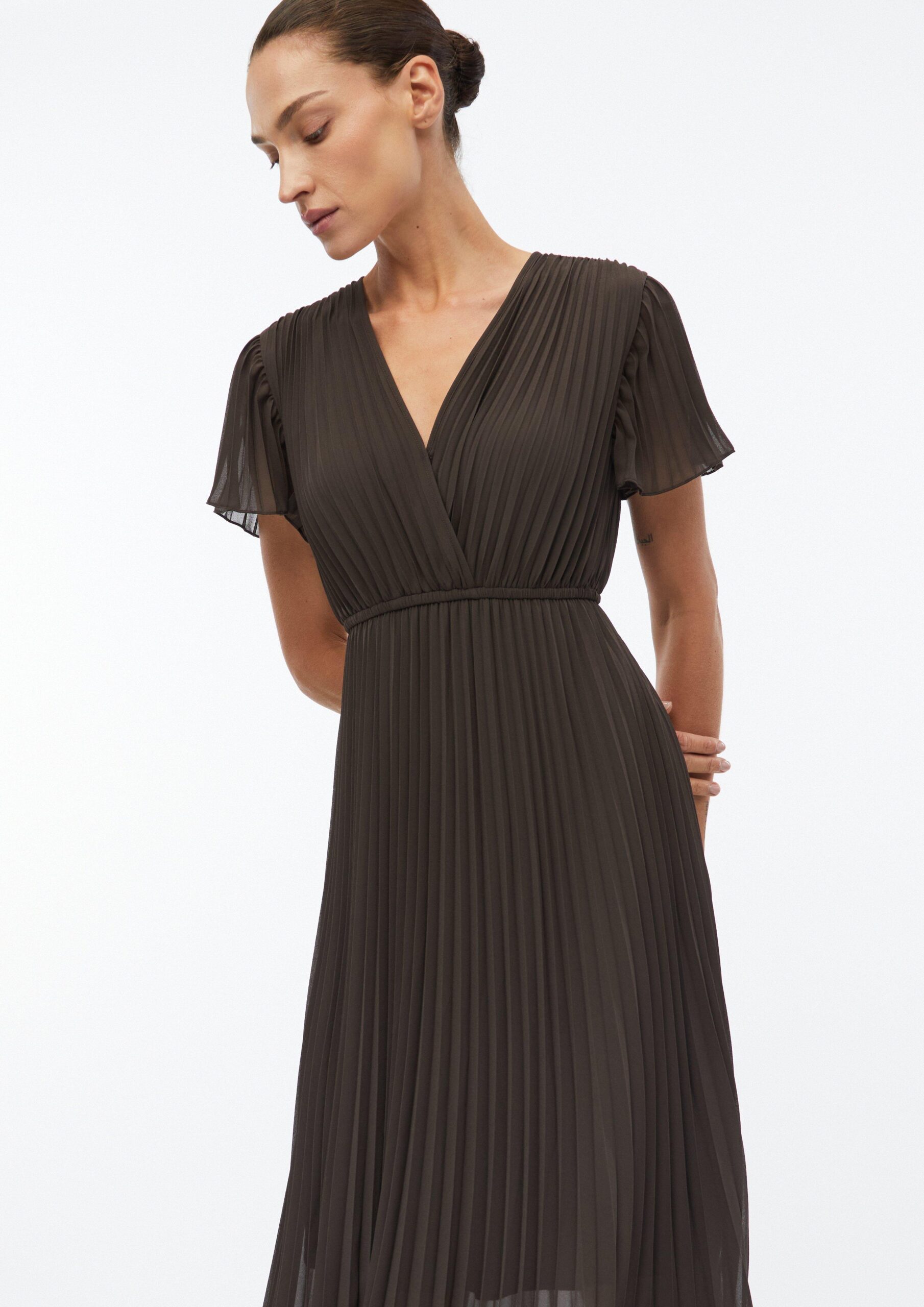 Plooi jurk in midi lengte - Afbeelding 2