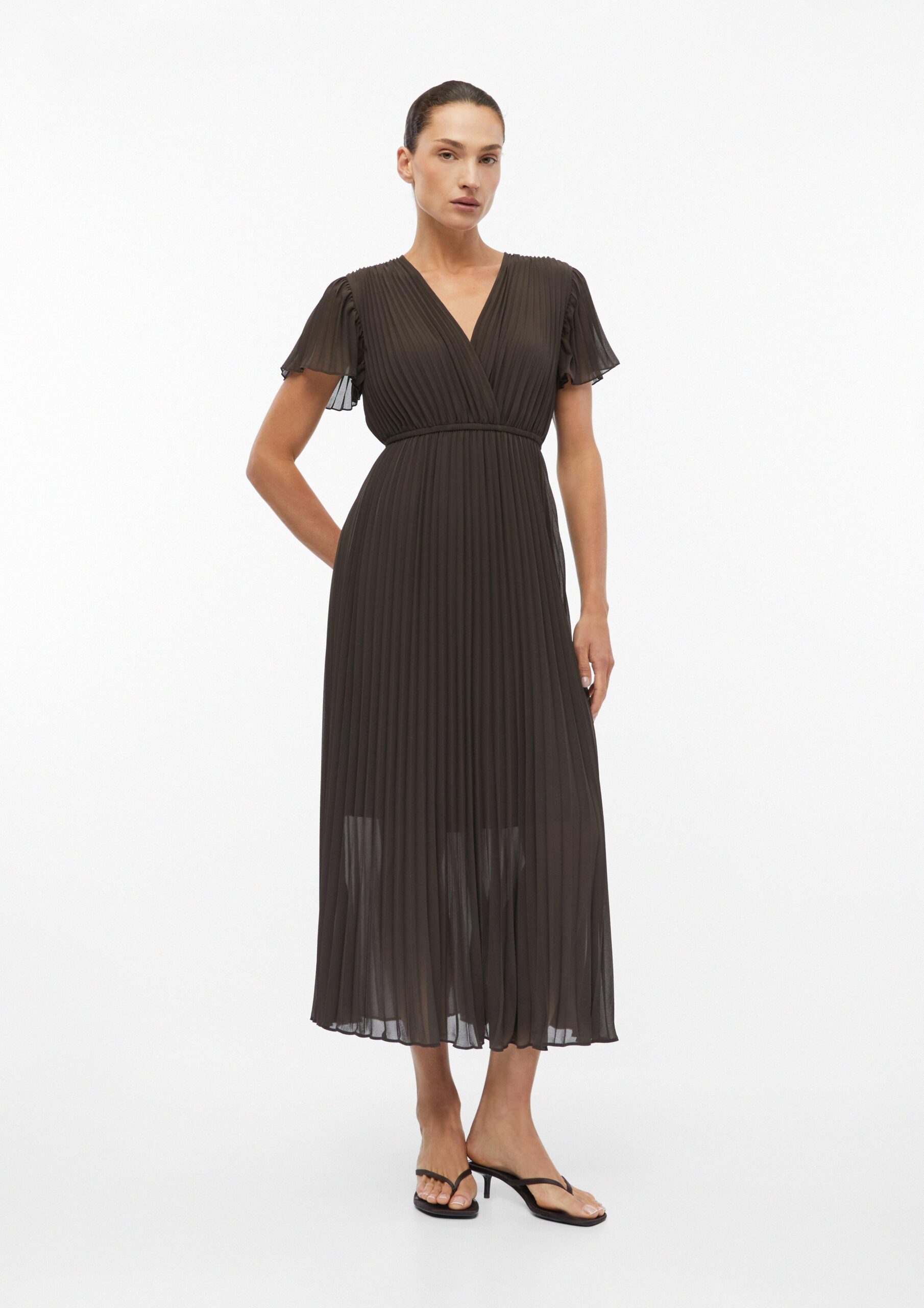 Plooi jurk in midi lengte