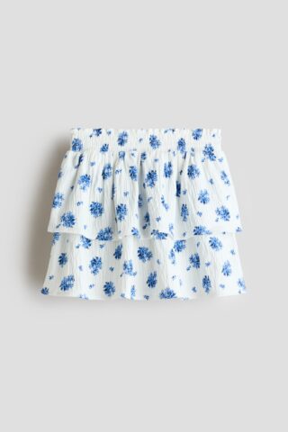 H & M - Crinklerok met volants - Wit/Bloemen