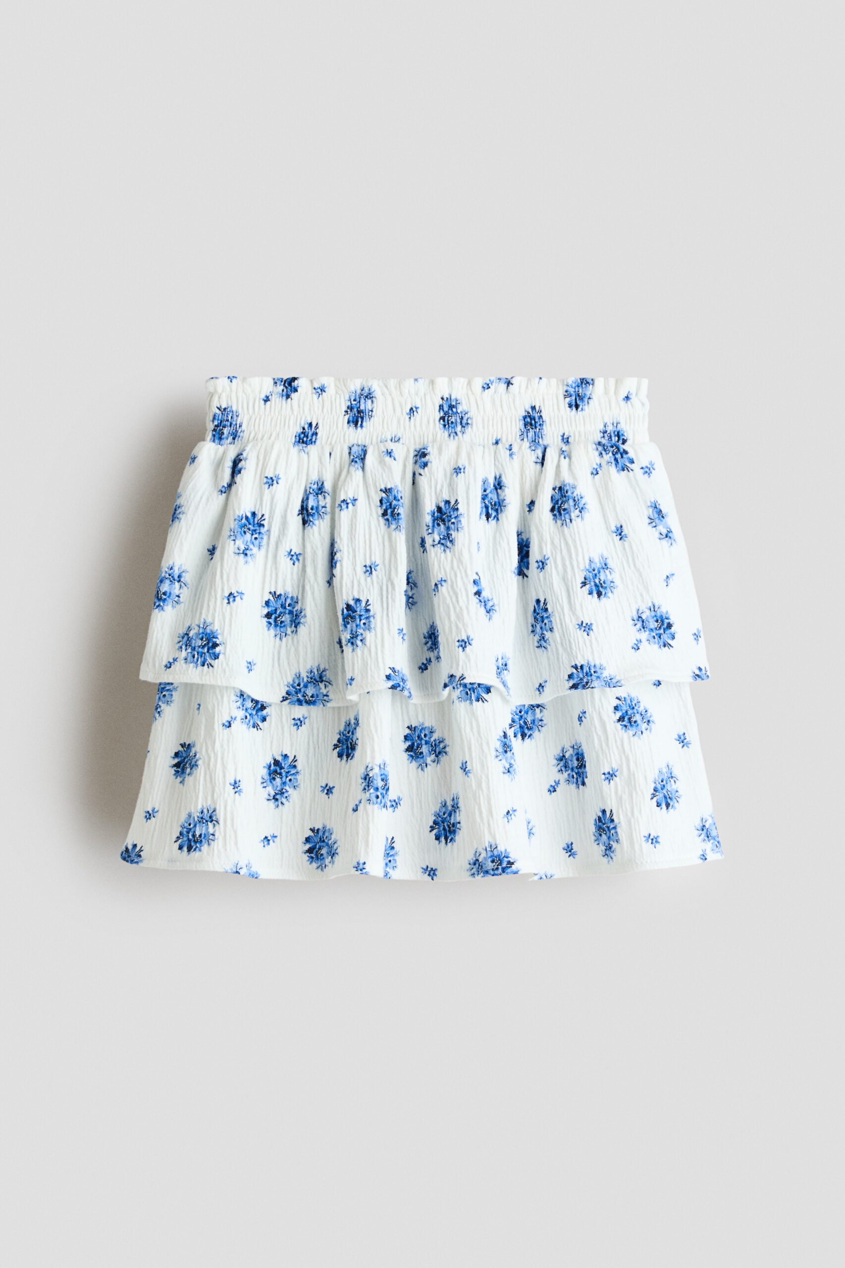 H & M - Crinklerok met volants - Wit/Bloemen