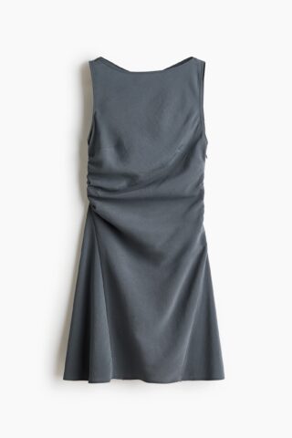 H & M - Gedrapeerde jurk met cutout - Donkergrijs