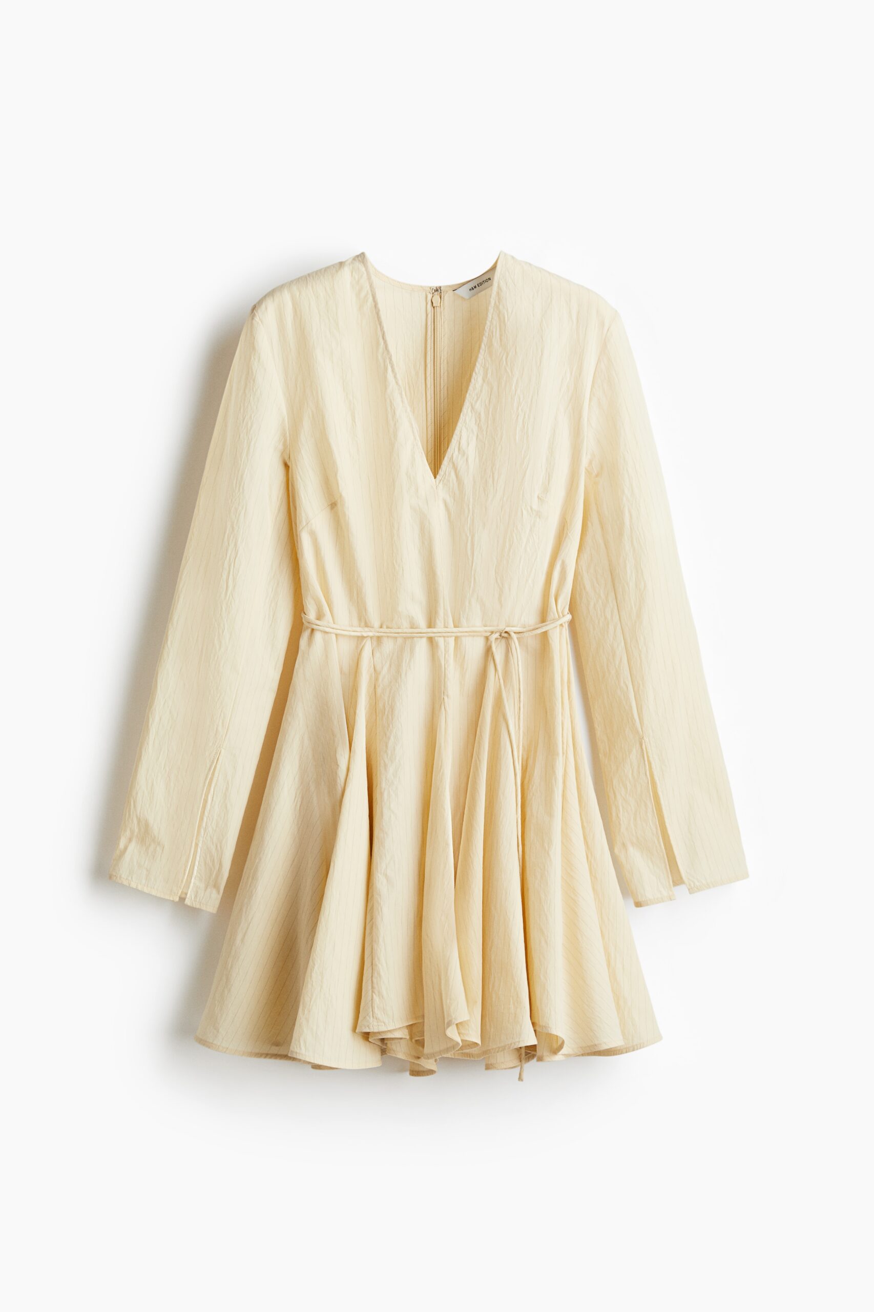 H & M - Jurk met uitlopende rok - Bleekgeel/Krijtstrepen H & M - Jurk met uitlopende rok - Bleekgeel/Krijtstrepen