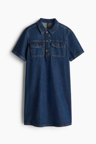 H & M - Denim jurk met korte mouwen - Donker Denimblauw