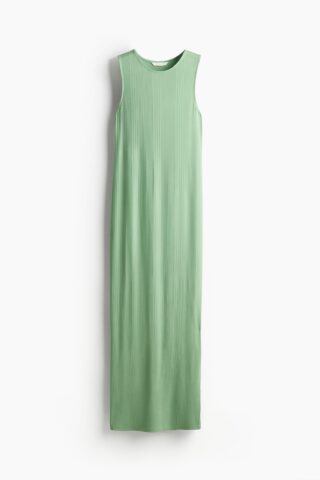 H & M - MAMA Geribde jurk - Lichtgroen
