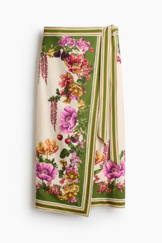H & M - Printed wrap skirt - Groen/Bloemen