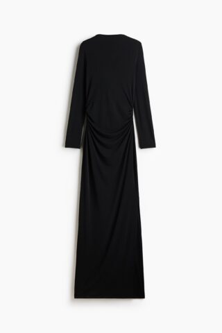 H & M - Fijngebreide jurk met watervaldecolleté - Zwart