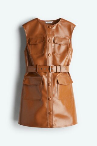 H & M - Utilityjurk met coating - Bruin