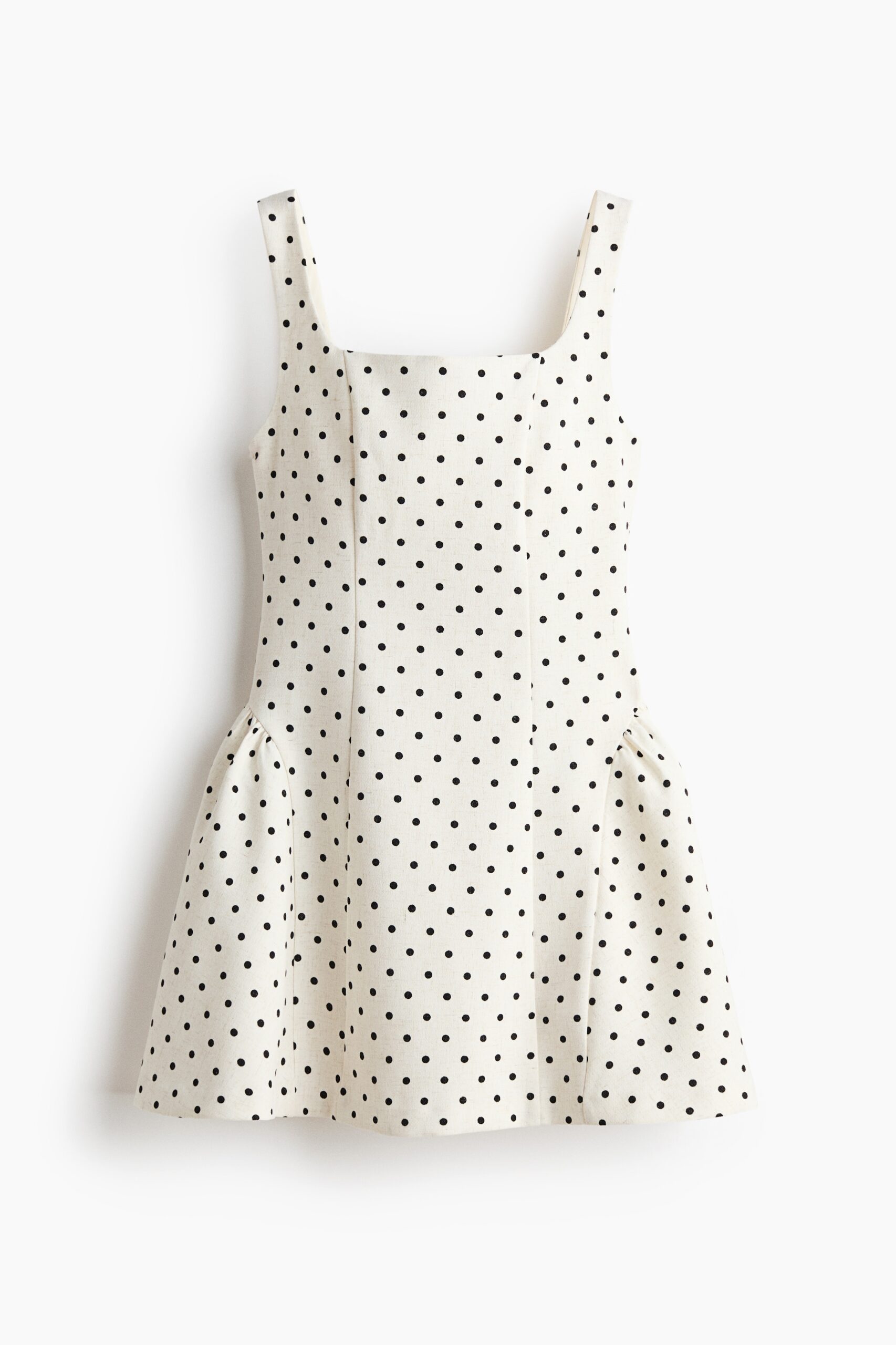 H & M - Jurk met vierkante hals en uitlopende rok - Roomwit/Polkadot H & M - Jurk met vierkante hals en uitlopende rok - Roomwit/Polkadot