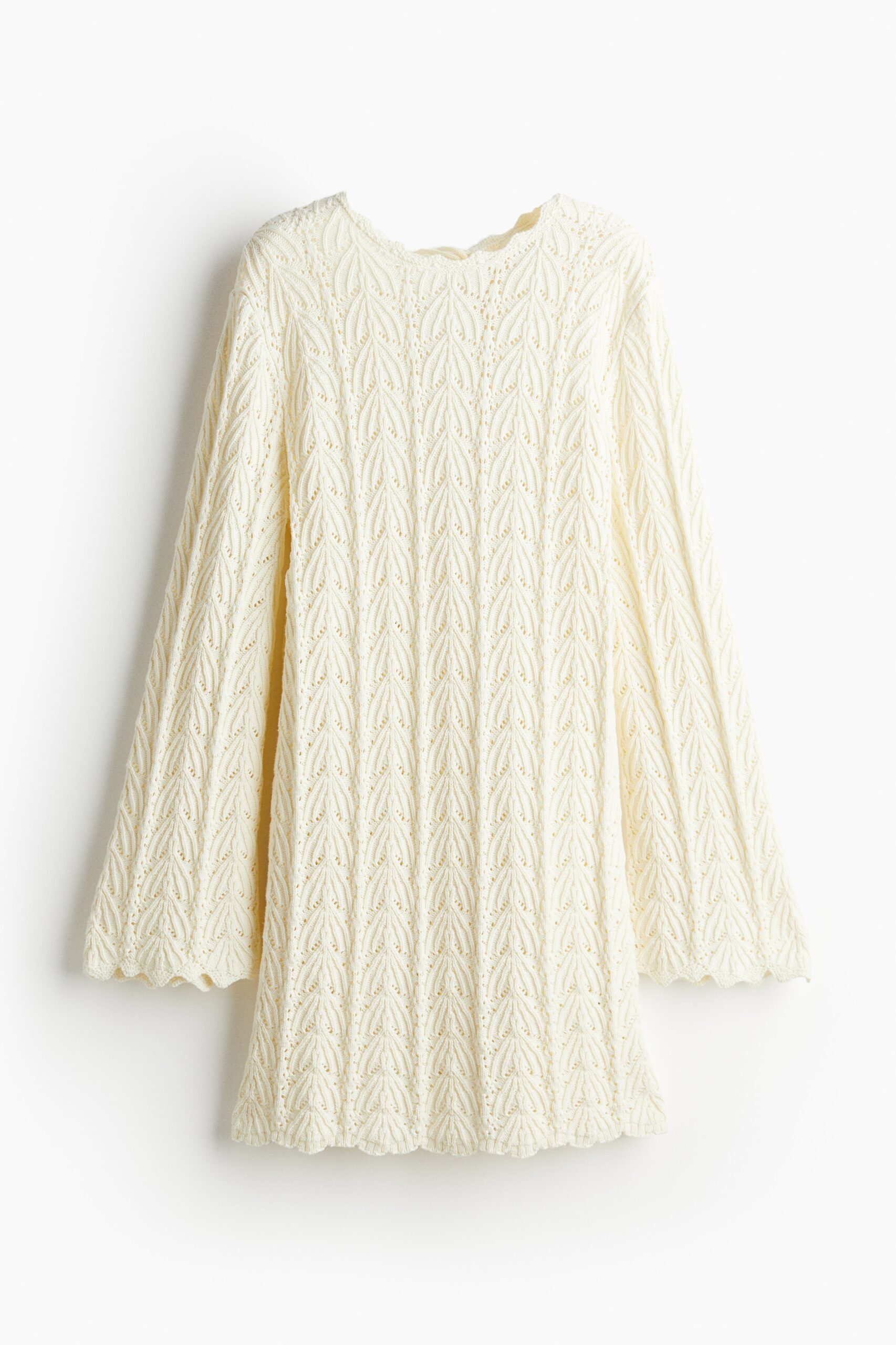 H & M - Ajourgebreide jurk - Roomwit