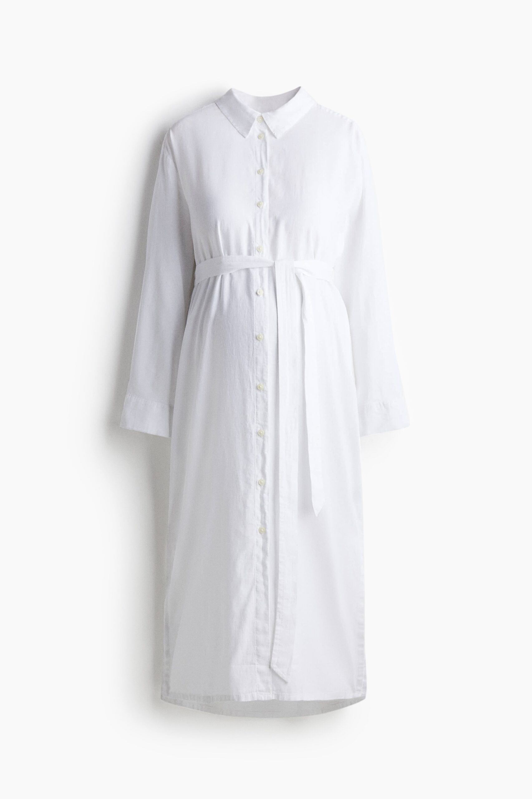 H & M - MAMA Overhemdjurk van linnenmix - Wit H & M - MAMA Overhemdjurk van linnenmix - Wit