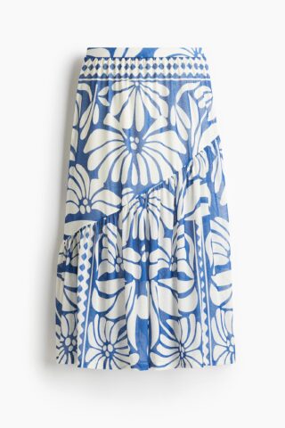 H & M - Transparante gebreide rok - Blauw/Wit Dessin