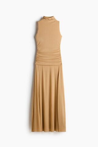 H & M - Jurk van mesh met rimpeleffect - Beige