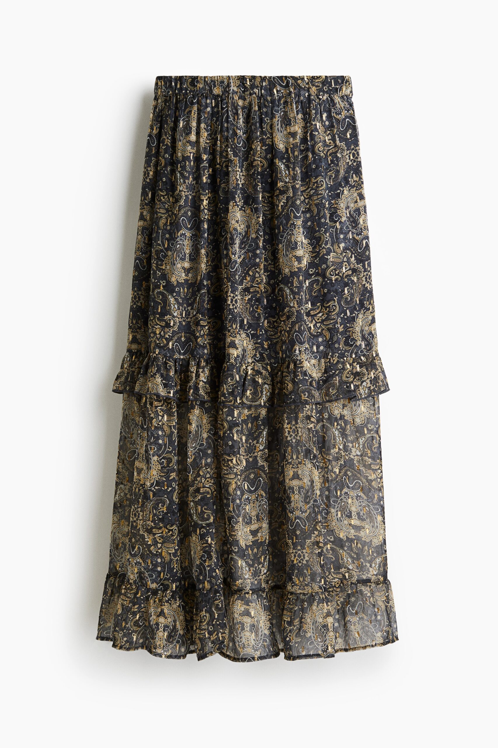 H & M - Volantrok van chiffon - Marineblauw/Dessin