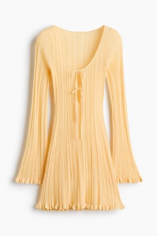 H & M - Ribgebreide strandjurk - Geel