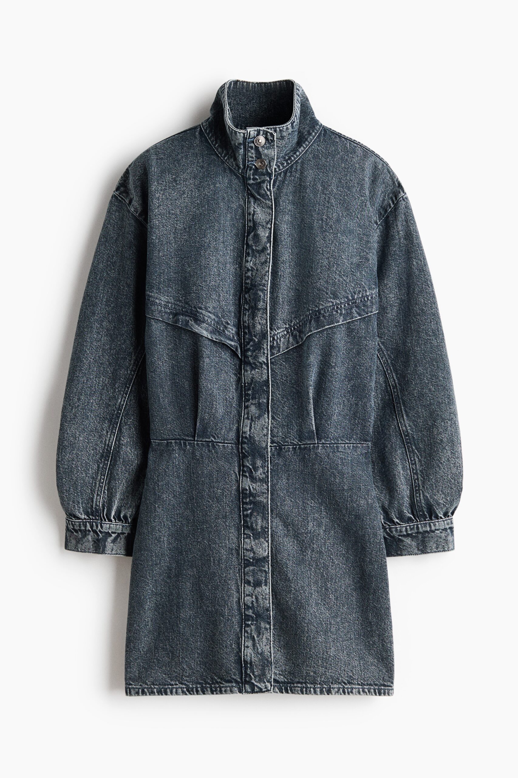 H & M - Denim doorknoopjurk - Donker Denimblauw