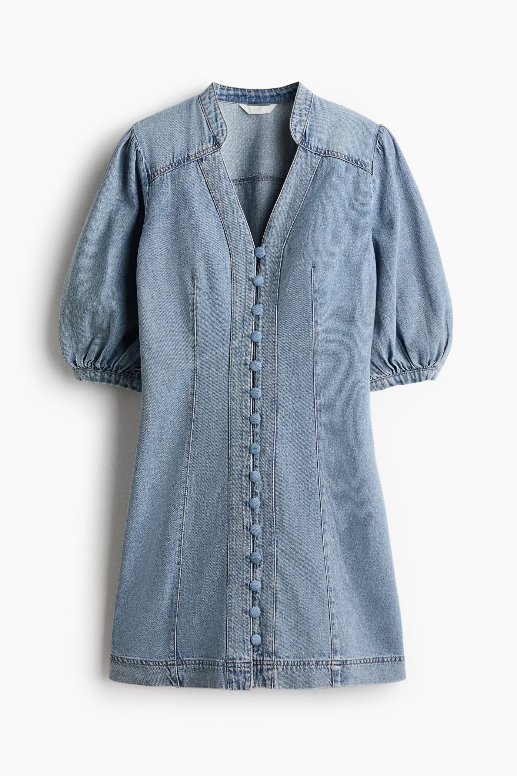 H & M - Denim jurk met pofmouwen - Licht Denimblauw H & M - Denim jurk met pofmouwen - Licht Denimblauw