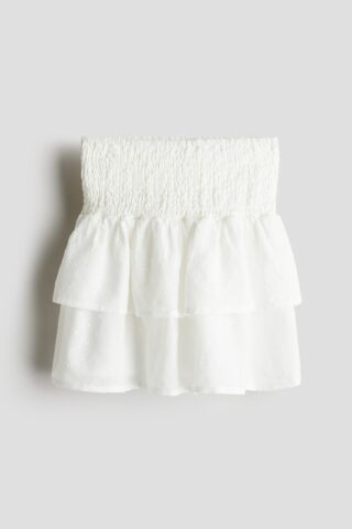 H & M - Rok met smokwerk - Wit