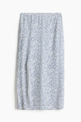 H & M - Nauwsluitende rok - Wit/Blauwe Bloemen