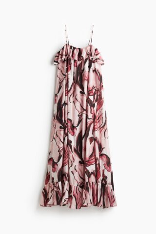 H & M - Uitlopende maxi-jurk - Lichtroze/Bloemen