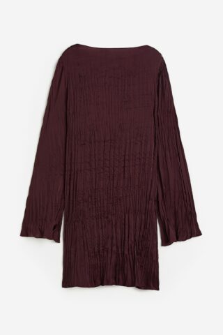 H & M - Satijnen plisséjurk - Bordeauxrood