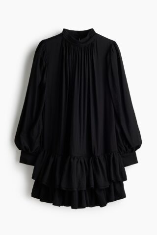 H & M - Jurk met volants en ballonmouwen - Zwart