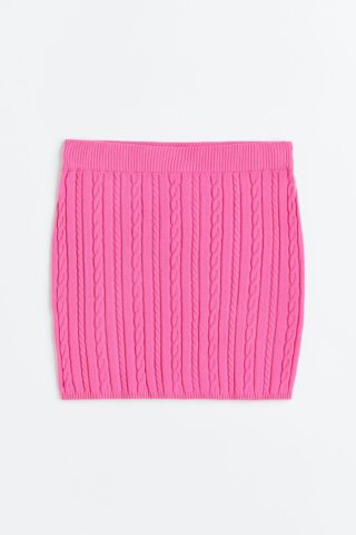 H & M - Kabelgebreide minirok - Roze
