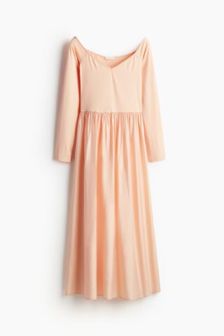 H & M - Off-the-shoulderjurk - Abrikoos