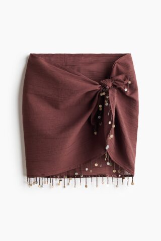 H & M - Katoenen sarong met kralen - Donkerbruin