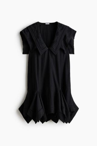 H & M - Jurk met matrozenkraag met broderie anglaise - Zwart