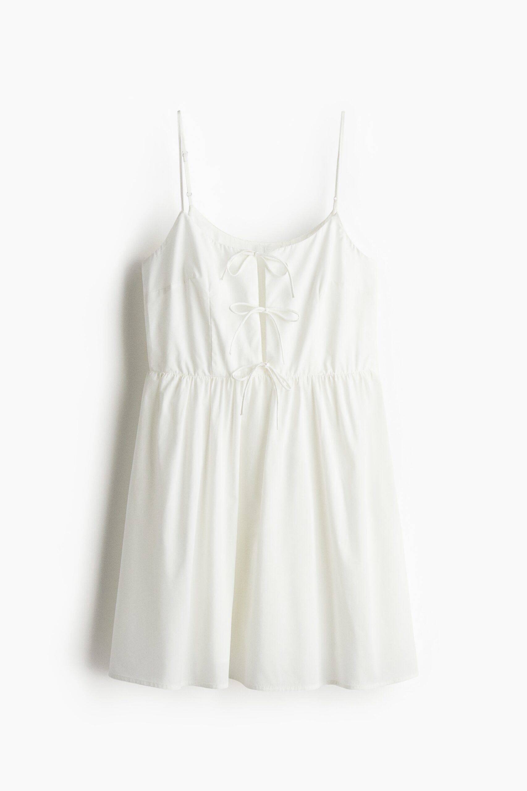 H & M - Jurk van popeline met strikbandjes - Wit H & M - Jurk van popeline met strikbandjes - Wit