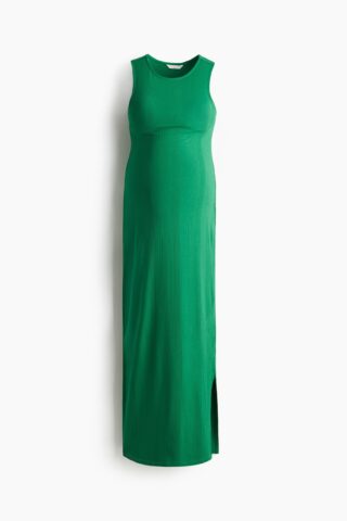 H & M - MAMA Ribgebreide jurk van viscose - Groen