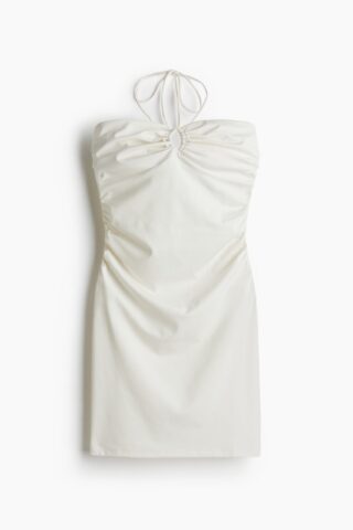 H & M - Ingerimpelde halterjurk - Wit