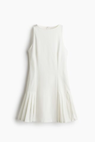 H & M - Twill jurk met plooien - Wit