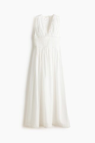 H & M - Katoenen jurk met picotrandjes - Wit
