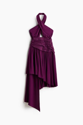 H & M - Asymmetrische halterjurk - Donkerpaars