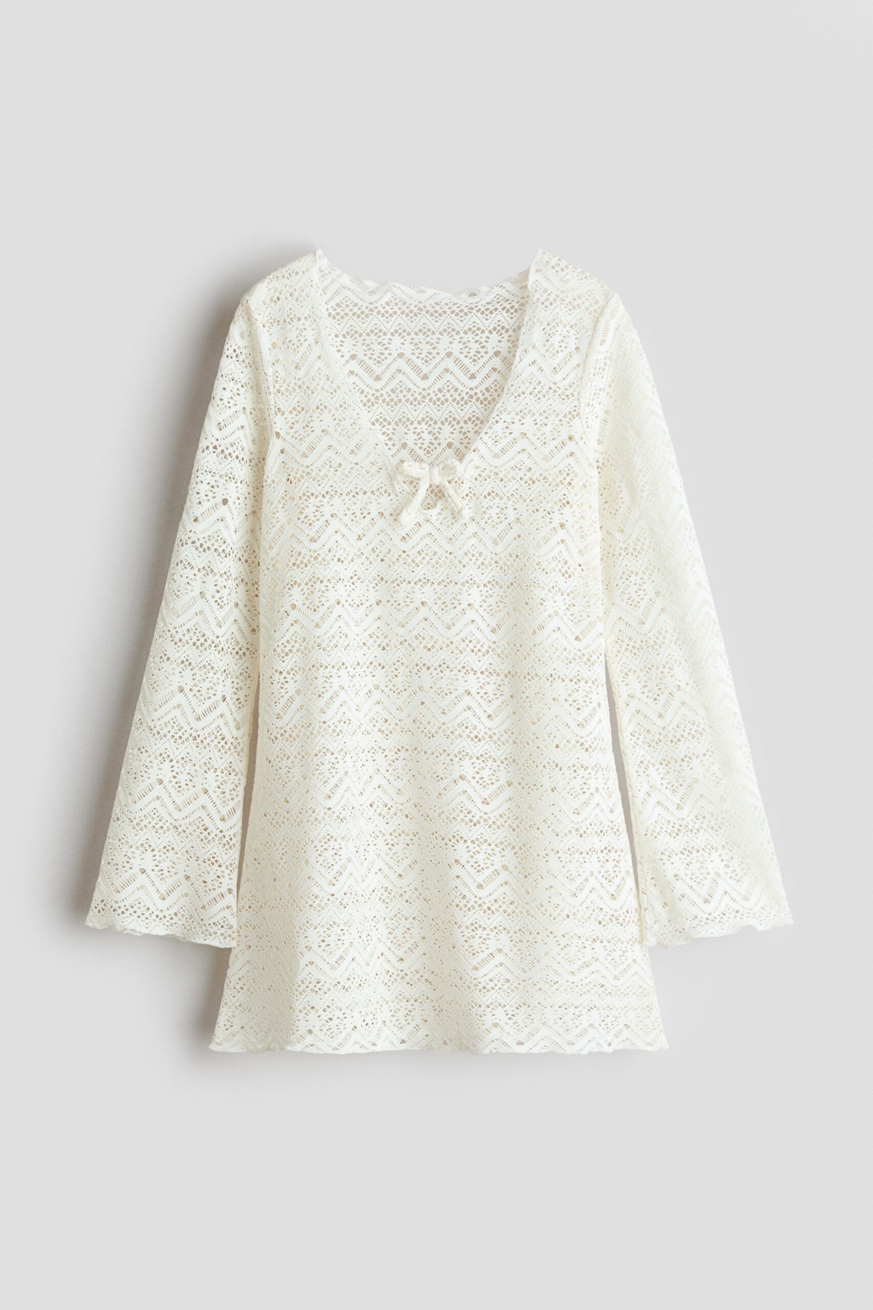 H & M - Strandjurk met kanten look - Roomwit