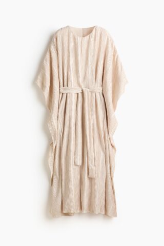 H & M - Kaftanjurk met strikceintuur - Lichtbeige