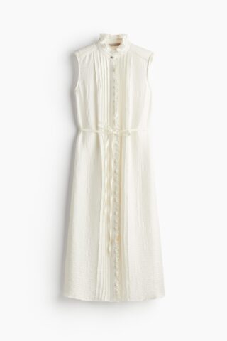 H & M - Mousseline jurk met volantrandjes - Wit