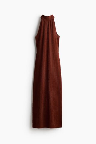 H & M - Mouwloze crinklejurk - Roestbruin