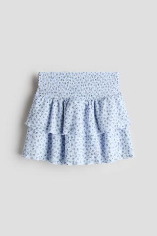H & M - Gedessineerde volantrok - Lichtblauw/Bloemen