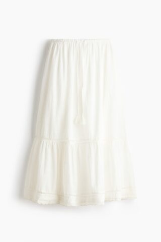 H & M - Katoenen rok met kant - Wit