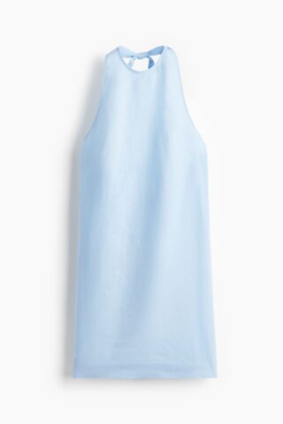 H & M - Halterjurk van linnenmix - Lichtblauw