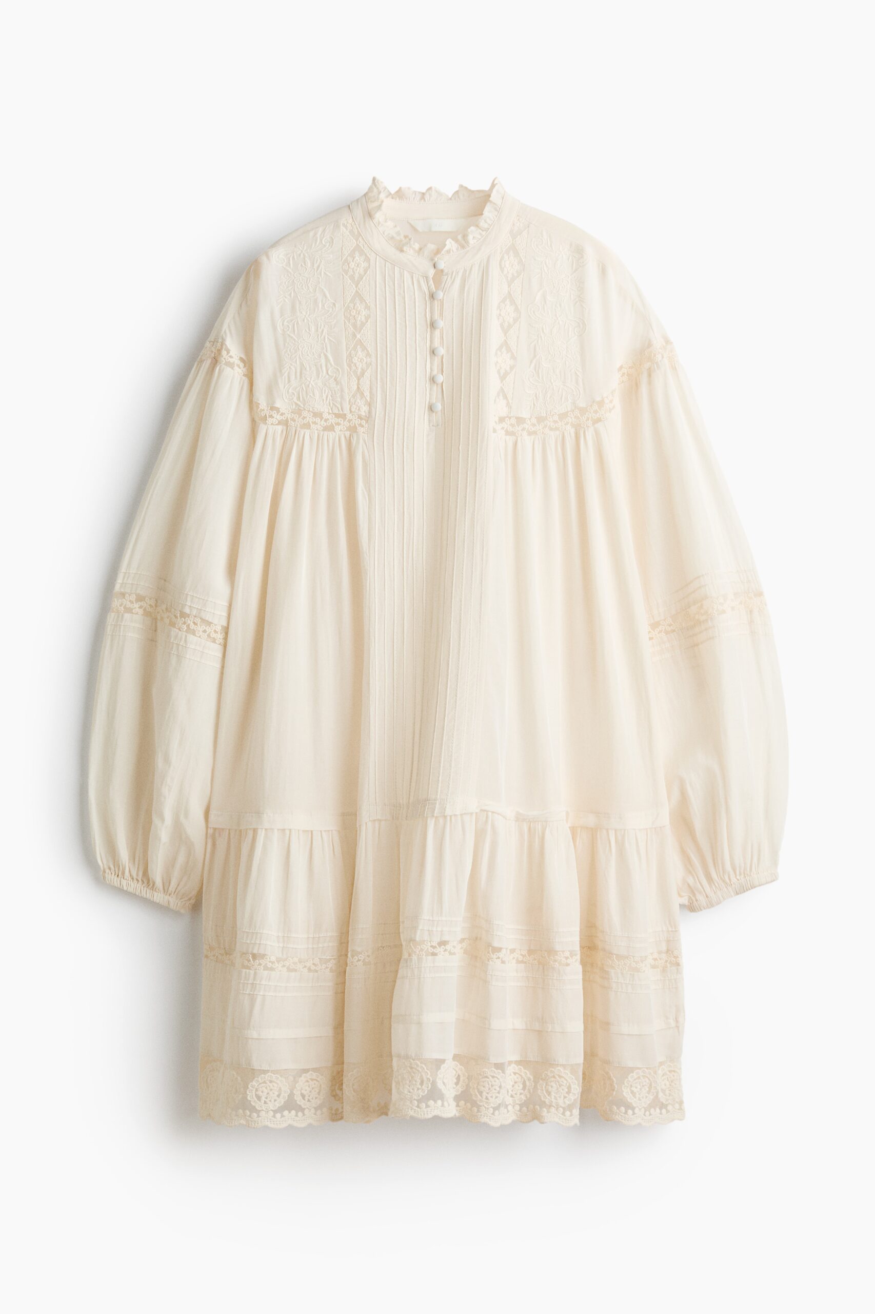 H & M - Tuniekjurk met kant - Roomwit