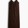 H & M - Strappy crinklejurk - Donkerbruin