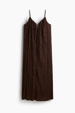 H & M - Strappy crinklejurk - Donkerbruin