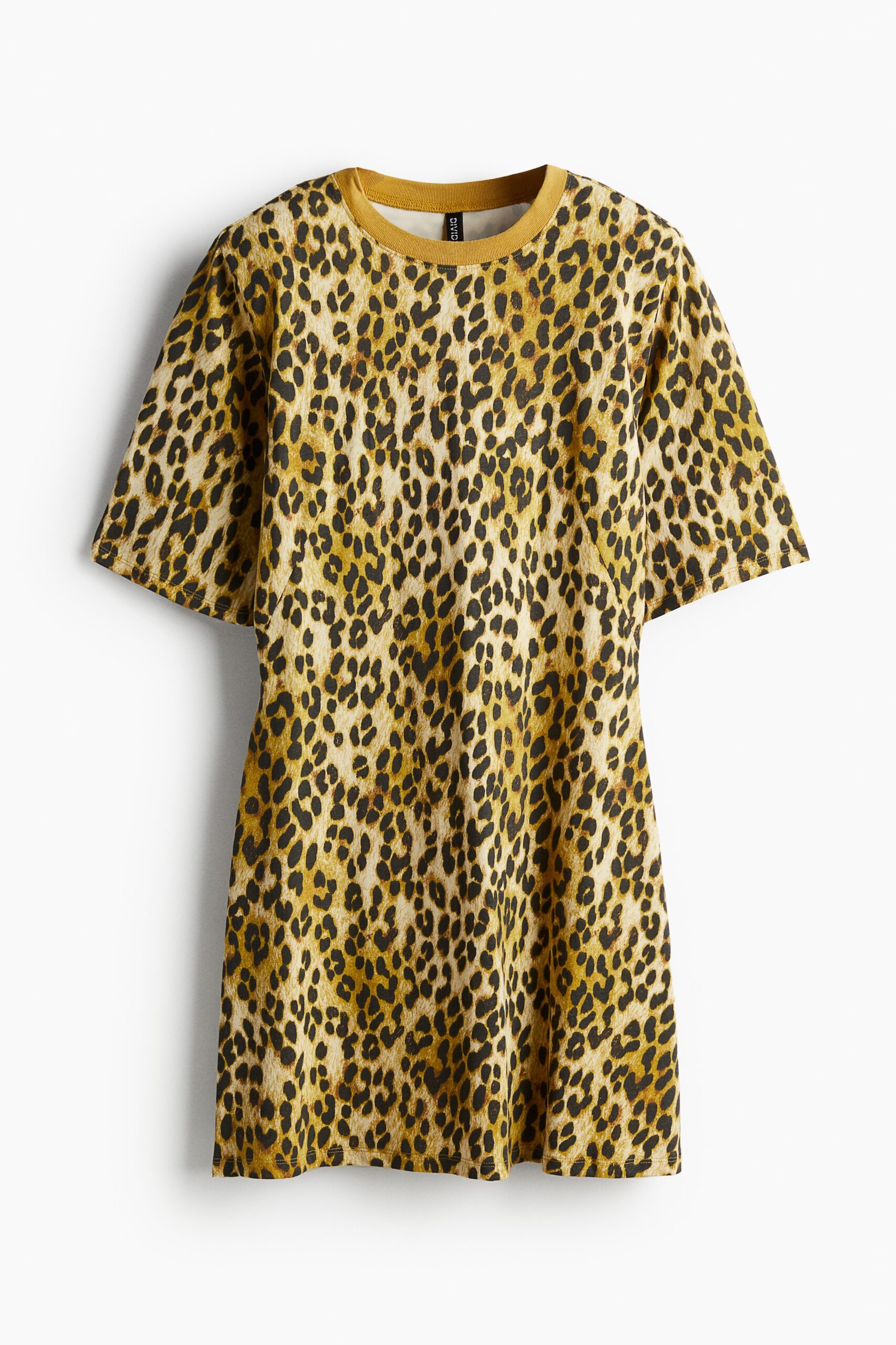 H & M - T-shirtjurk met schoudervullingen - Beige/Luipaarddessin