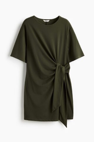 H & M - Jurk met geknoopt detail - Donkergroen