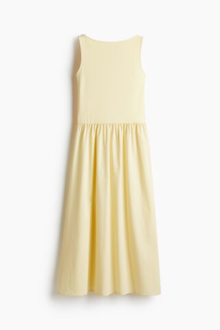 H & M - Mouwloze uitlopende jurk - Lichtgeel
